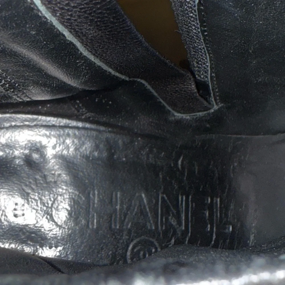 Chanel Authentic Woman’s Black Quilted Ankle Boot with Side Zipper. Size 38.